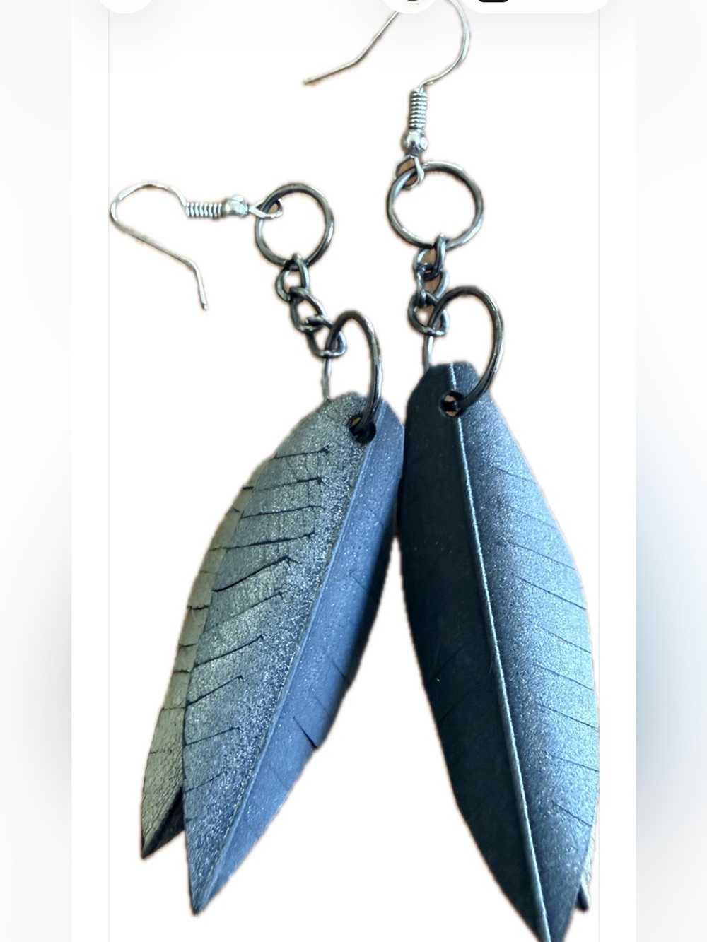 $5 Handmade Upcylced Black Feather Drop Earrings